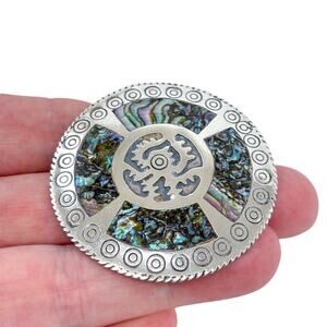 Estate Sterling Silver 925 | Mexico Taxco Abalone Firebird Pendant Pin Brooch